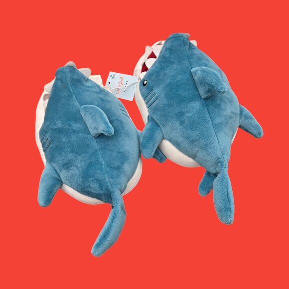 Cat & Jack Halloween Shark Slippers Teal Blue Kids Medium (2/3) New With Tags - Picture 5 of 8